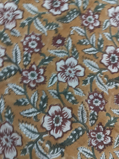 58" inches Indian Hand Block Print Fabric, Indian Linen Fabric, Block Print Fabric, Designer Floral Printing Fabric, Upholstery fabric, - Maple Village Lane