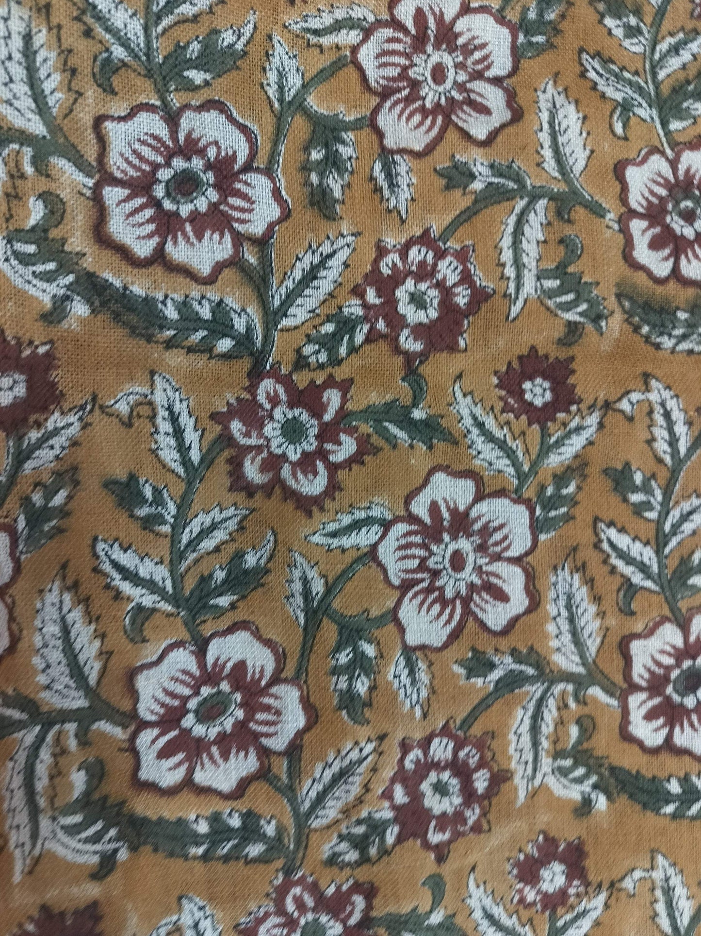 58" inches Indian Hand Block Print Fabric, Indian Linen Fabric, Block Print Fabric, Designer Floral Printing Fabric, Upholstery fabric, - Maple Village Lane