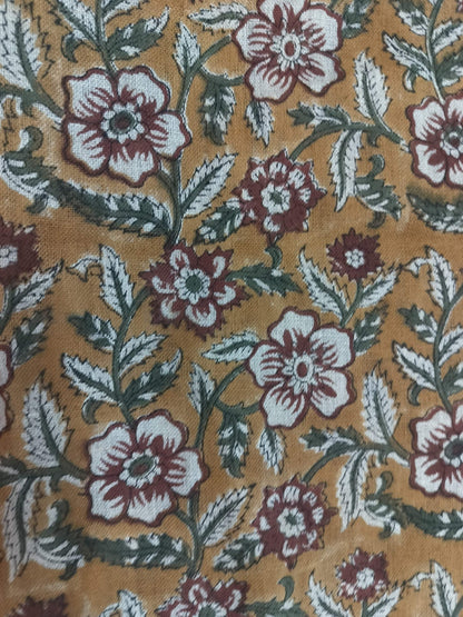 58" inches Indian Hand Block Print Fabric, Indian Linen Fabric, Block Print Fabric, Designer Floral Printing Fabric, Upholstery fabric,