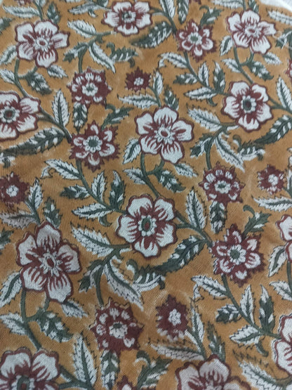 58" inches Indian Hand Block Print Fabric, Indian Linen Fabric, Block Print Fabric, Designer Floral Printing Fabric, Upholstery fabric, - Maple Village Lane