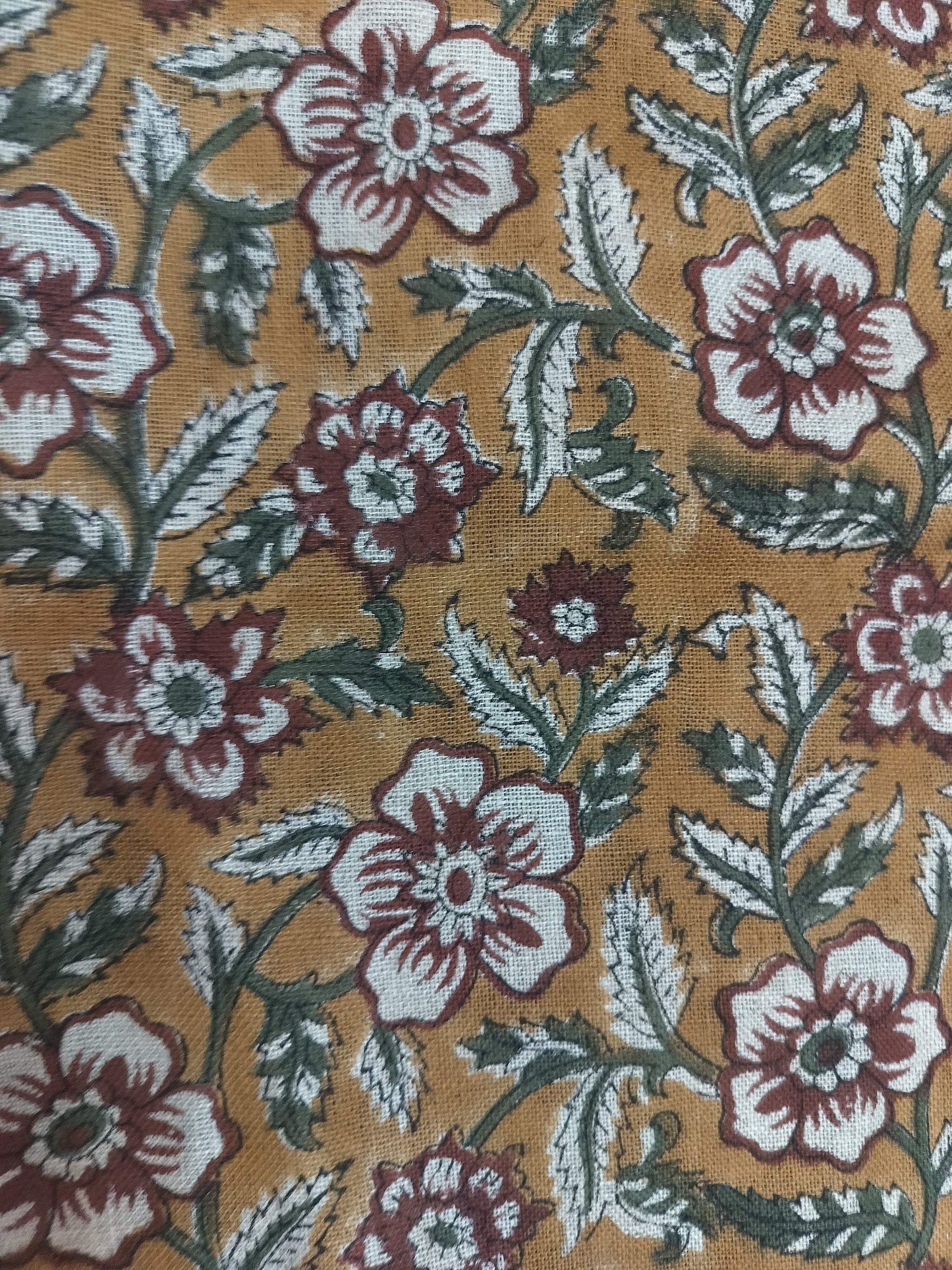 58" inches Indian Hand Block Print Fabric, Indian Linen Fabric, Block Print Fabric, Designer Floral Printing Fabric, Upholstery fabric,