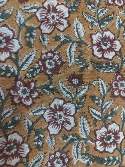 58" inches Indian Hand Block Print Fabric, Indian Linen Fabric, Block Print Fabric, Designer Floral Printing Fabric, Upholstery fabric, - Maple Village Lane