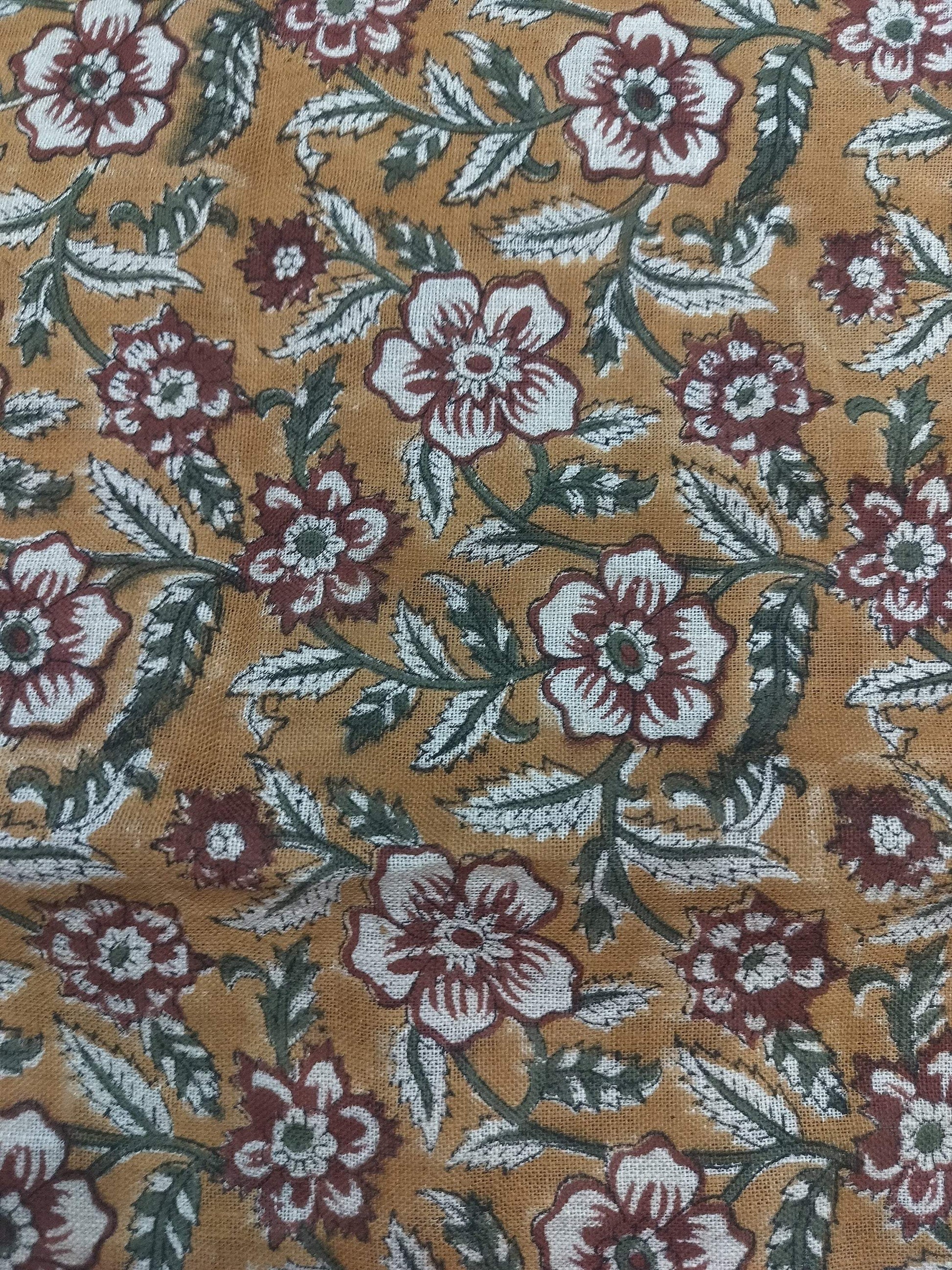 Linen fabric, Fabric by yard, Hand printed fabric, Block Print Fabric, Indian Fabric