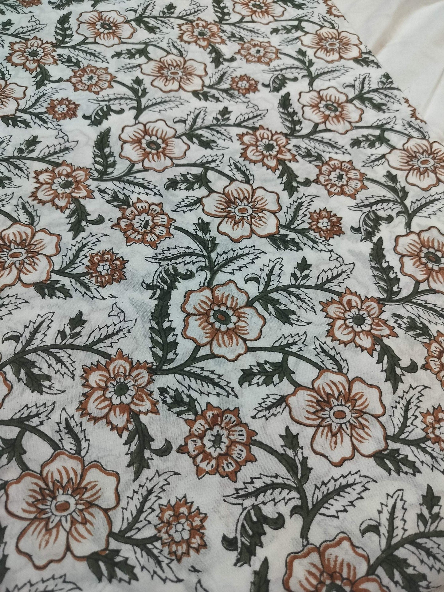 Beautiful Hand Block Printed Fabric, Cotton Fabric, Indian Fabric, fabric by yard, Block Printed Cotton womens clothing - Maple Village Lane