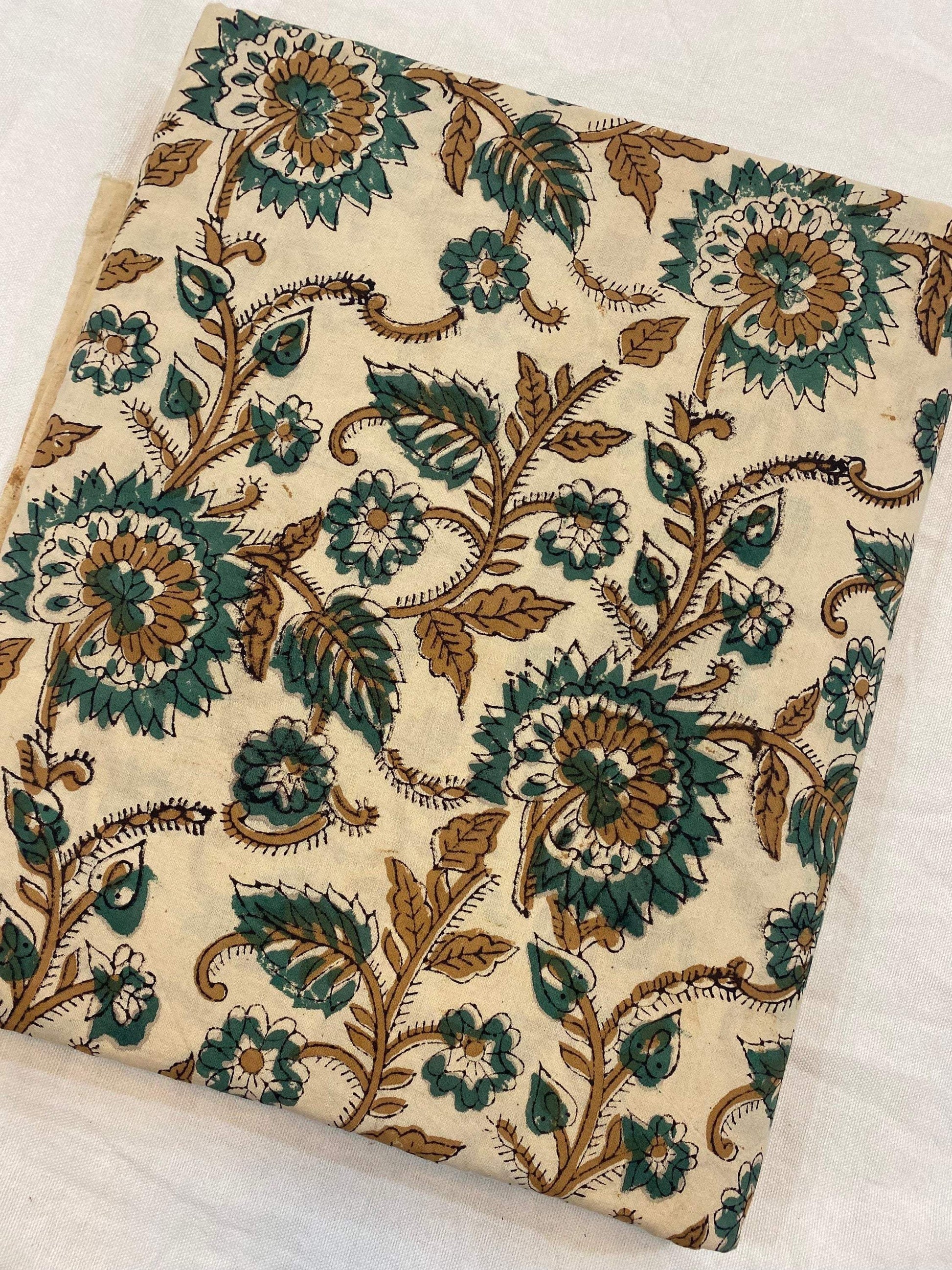 Beautiful Hand Block Printed Fabric, Cotton Fabric, Indian Fabric, fabric by yard, Block Printed Cotton womens clothing - Maple Village Lane