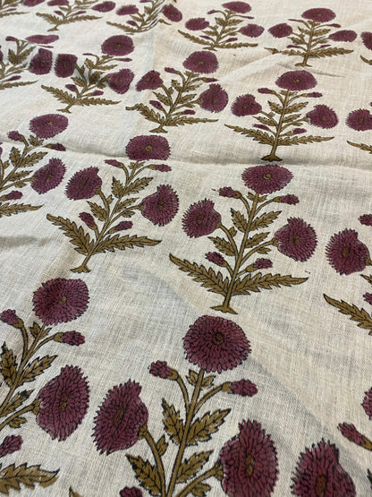 58" inches Indian Hand Block Print Fabric, Indian Linen Fabric, Block Print Fabric, Designer Floral Printing Fabric, Upholstery fabric,