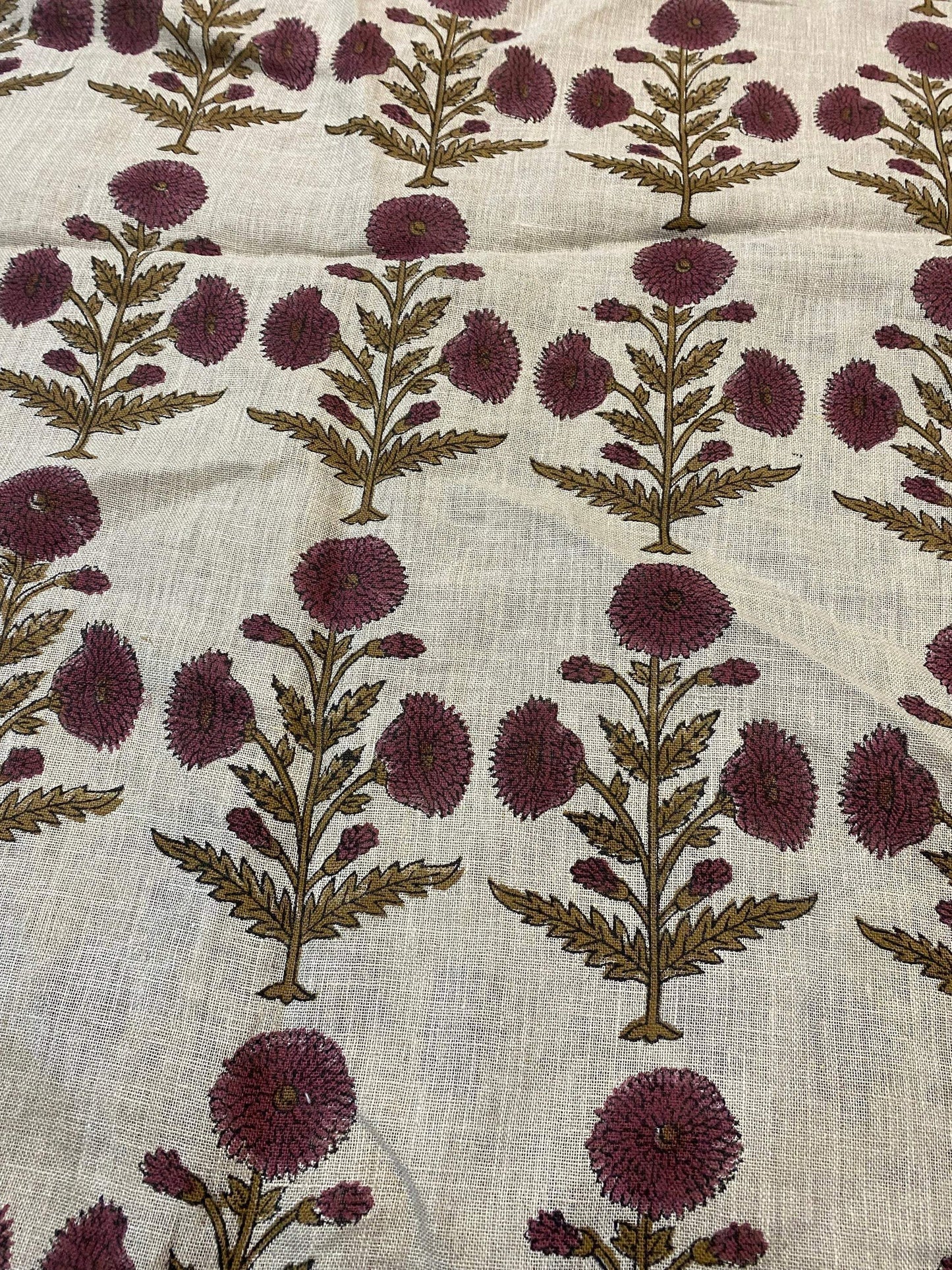 58" inches Indian Hand Block Print Fabric, Indian Linen Fabric, Block Print Fabric, Designer Floral Printing Fabric, Upholstery fabric,