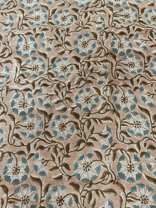 Linen fabric, Fabric by yard, Hand printed fabric, Block Print Fabric, Indian Fabric