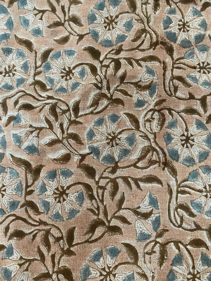 58" inches Hand Block Printed Linen Fabric , Home Decor Best Linen Fabric for decor, pillows ,upholstery, curtain - Maple Village Lane