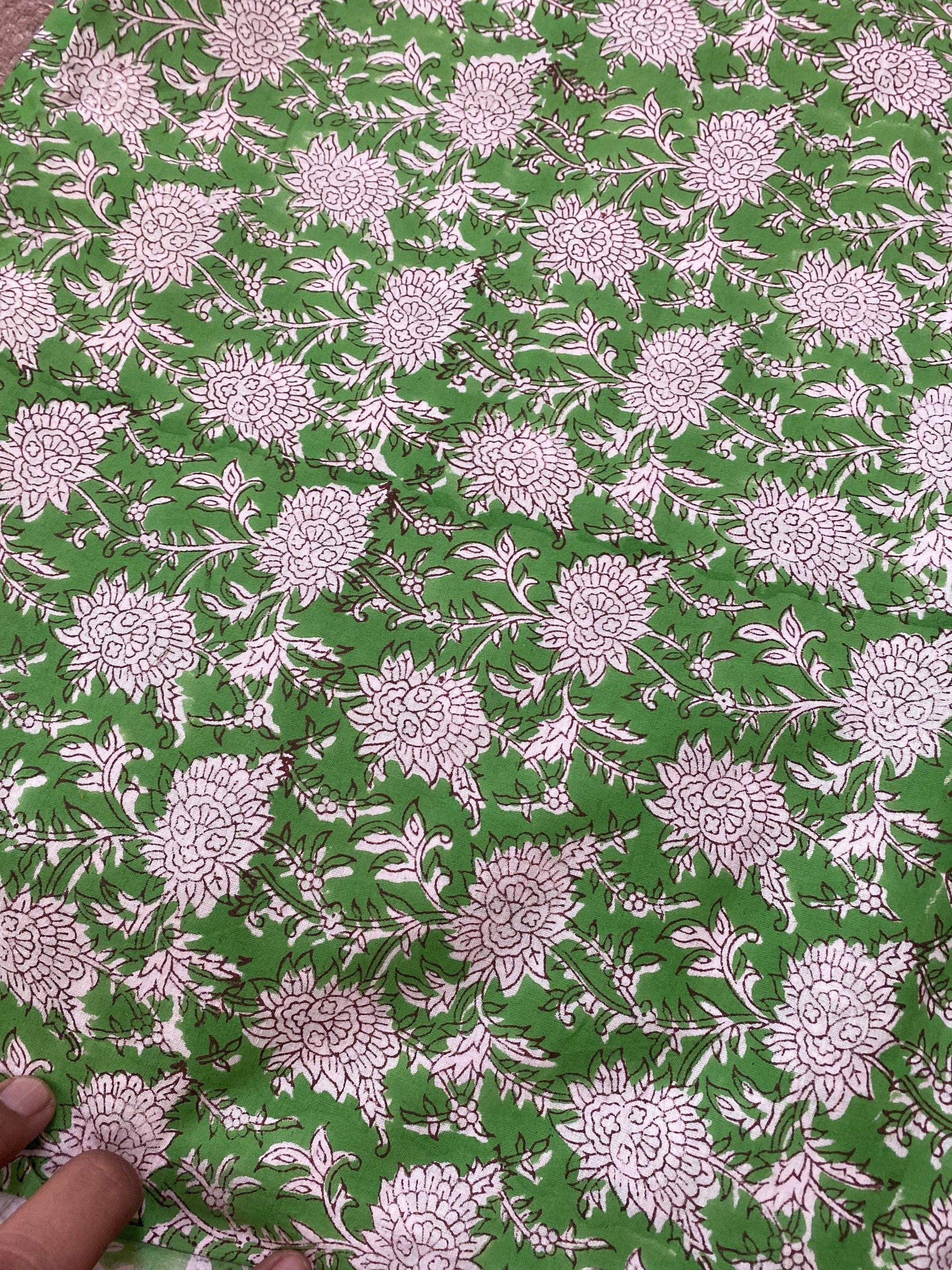 Indian Cotton Block Print Fabric by the Yard -Sewing and Quilting Fabric - Maple Village Lane