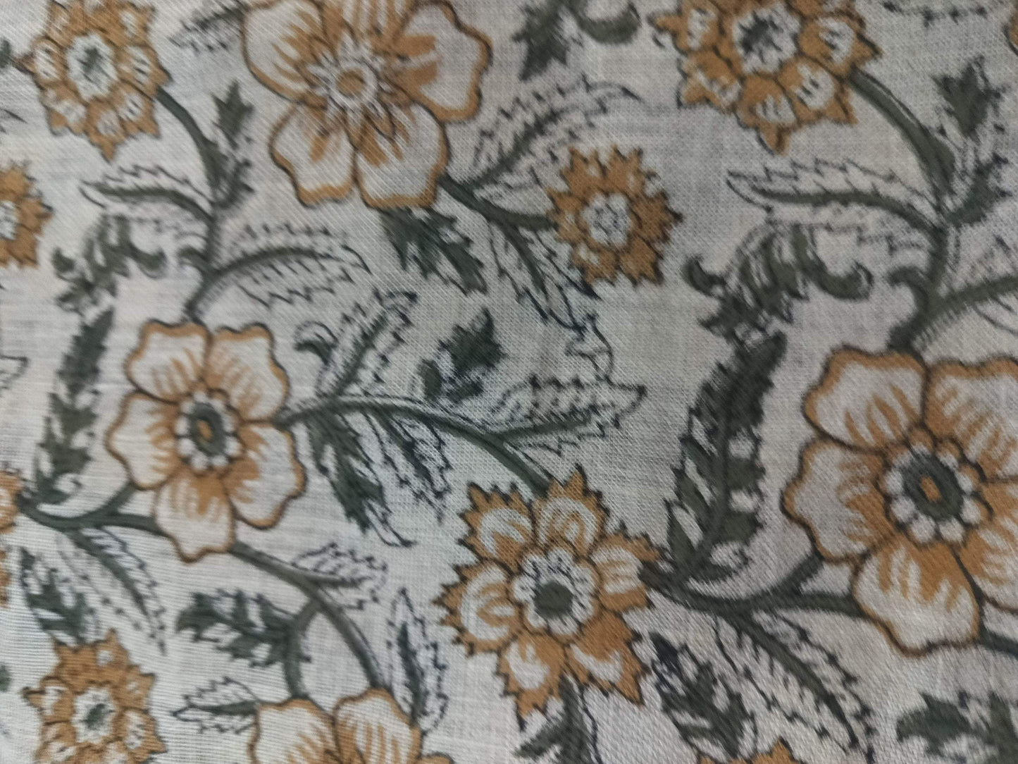 58" inches Indian Hand Block Print Fabric, Indian Linen Fabric, Block Print Fabric, Designer Floral Printing Fabric, Upholstery fabric,