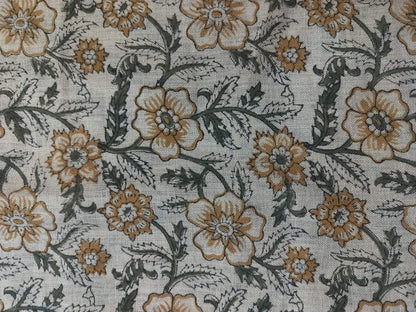 58" inches Indian Hand Block Print Fabric, Indian Linen Fabric, Block Print Fabric, Designer Floral Printing Fabric, Upholstery fabric,