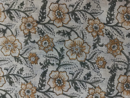 58" inches Indian Hand Block Print Fabric, Indian Linen Fabric, Block Print Fabric, Designer Floral Printing Fabric, Upholstery fabric,