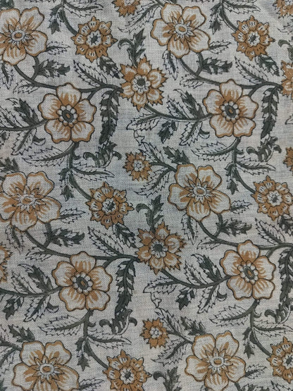 58" inches Indian Hand Block Print Fabric, Indian Linen Fabric, Block Print Fabric, Designer Floral Printing Fabric, Upholstery fabric,