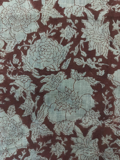 58" inches Indian Hand Block Print Fabric, Indian Linen Fabric, Block Print Fabric, Designer Floral Printing Fabric, Upholstery fabric,