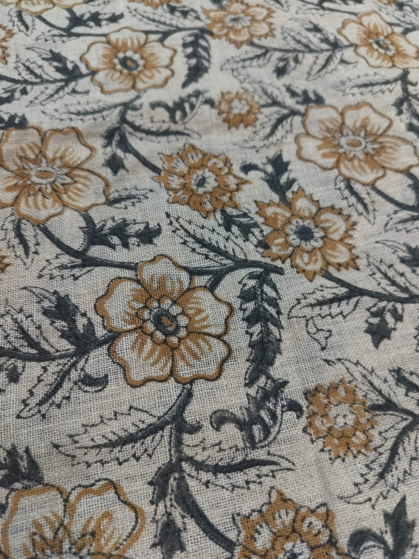 58" inches Indian Hand Block Print Fabric, Indian Linen Fabric, Block Print Fabric, Designer Floral Printing Fabric, Upholstery fabric,