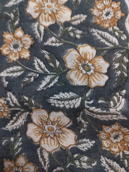 58" inches Indian Hand Block Print Fabric, Indian Linen Fabric, Block Print Fabric, Designer Floral Printing Fabric, Upholstery fabric,