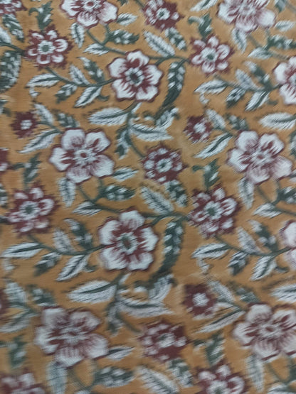 58" inches Indian Hand Block Print Fabric, Indian Linen Fabric, Block Print Fabric, Designer Floral Printing Fabric, Upholstery fabric, - Maple Village Lane