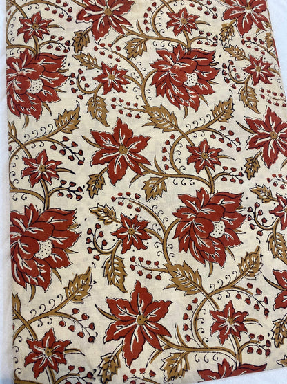 Beautiful Hand Block Printed Fabric, Cotton Fabric, Indian Fabric, fabric by yard, Block Printed Cotton womens clothing - Maple Village Lane