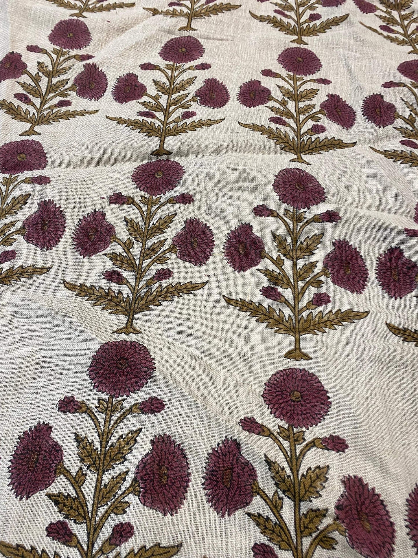 58" inches Indian Hand Block Print Fabric, Indian Linen Fabric, Block Print Fabric, Designer Floral Printing Fabric, Upholstery fabric,