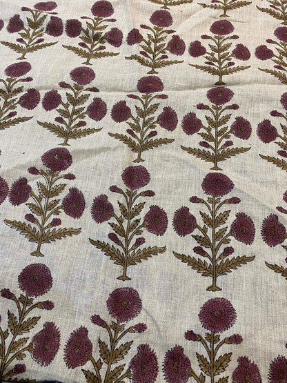 58" inches Indian Hand Block Print Fabric, Indian Linen Fabric, Block Print Fabric, Designer Floral Printing Fabric, Upholstery fabric,