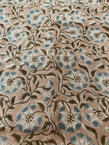 58" inches Hand Block Printed Linen Fabric , Home Decor Best Linen Fabric for decor, pillows ,upholstery, curtain