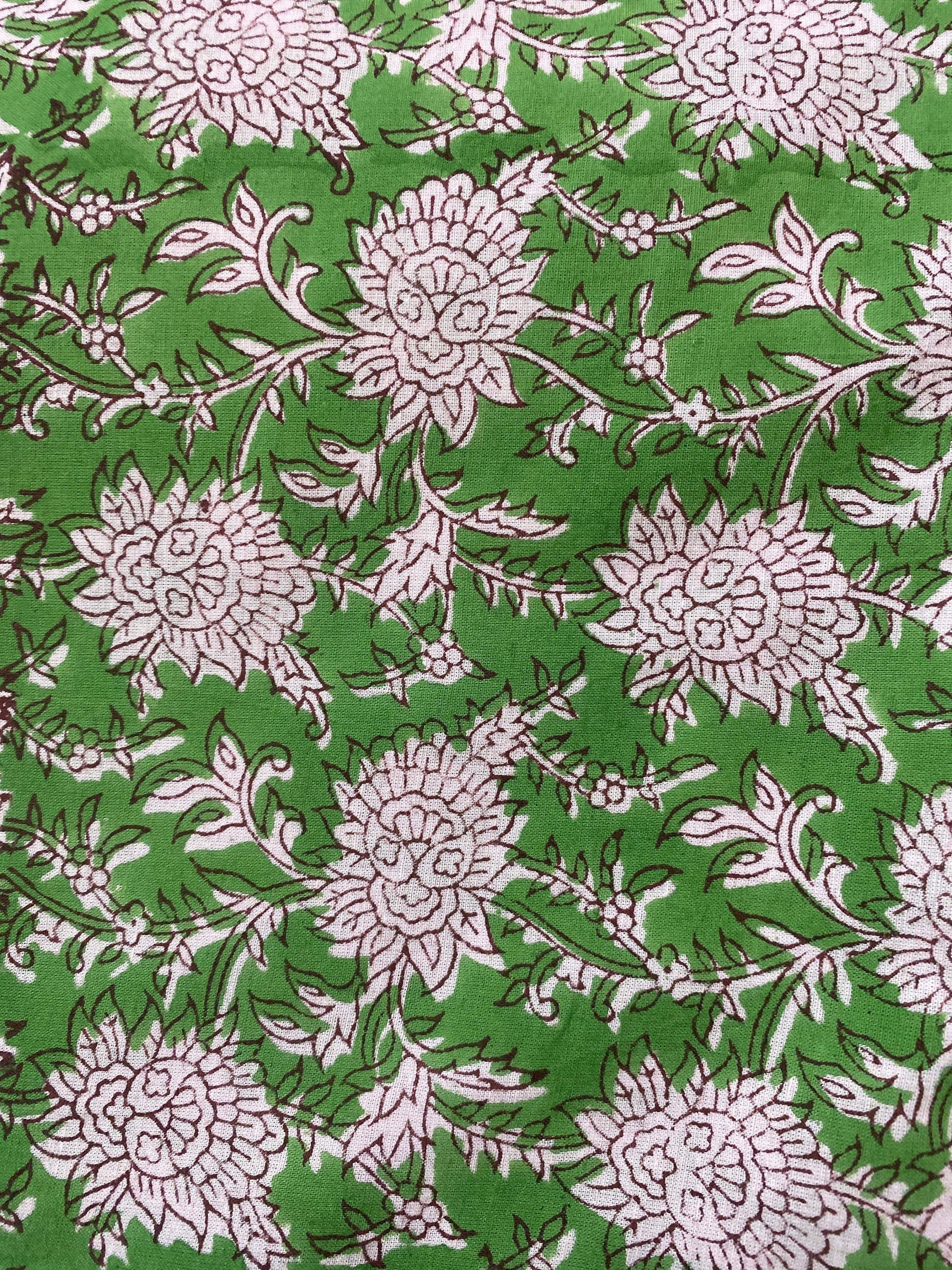 Indian Cotton Block Print Fabric by the Yard -Sewing and Quilting Fabric - Maple Village Lane