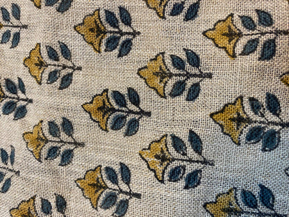 58" inches Indian Hand Block Print Fabric, Indian Linen Fabric, Block Print Fabric, Designer Floral Printing Fabric, Upholstery fabric,