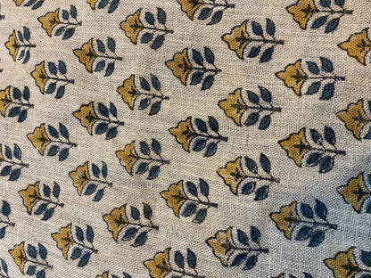 58" inches Indian Hand Block Print Fabric, Indian Linen Fabric, Block Print Fabric, Designer Floral Printing Fabric, Upholstery fabric,