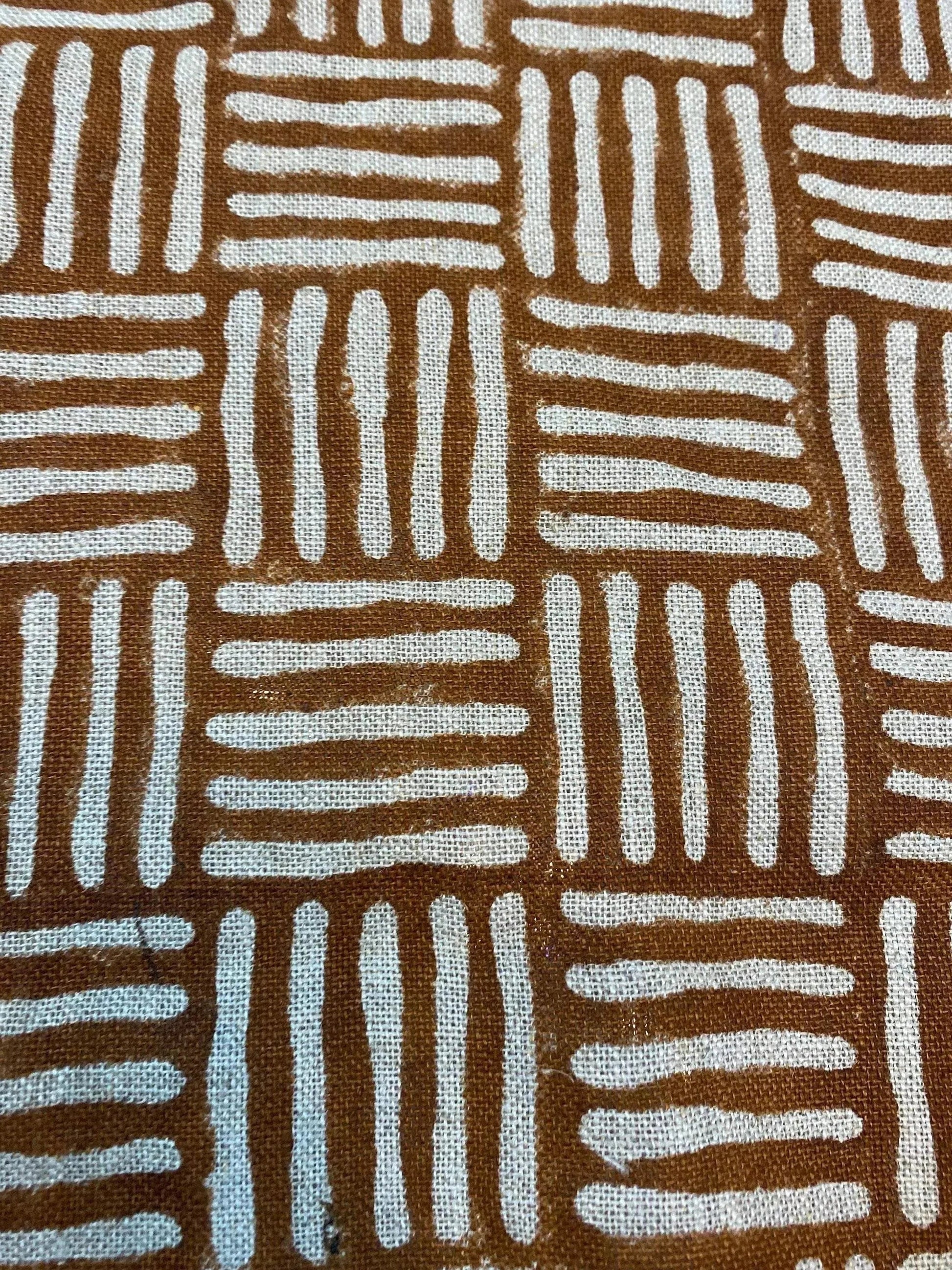 Eva Designer Hand Block Print Linen Fabric For Upholstery - Maple Village Lane