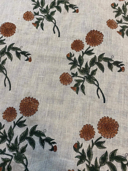 58" inches Indian Hand Block Print Fabric, Indian Linen Fabric, Block Print Fabric, Designer Floral Printing Fabric, Upholstery fabric,