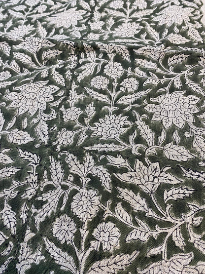 58" inches Indian Hand Block Print Fabric, Indian Linen Fabric, Block Print Fabric, Designer Floral Printing Fabric, Upholstery fabric,