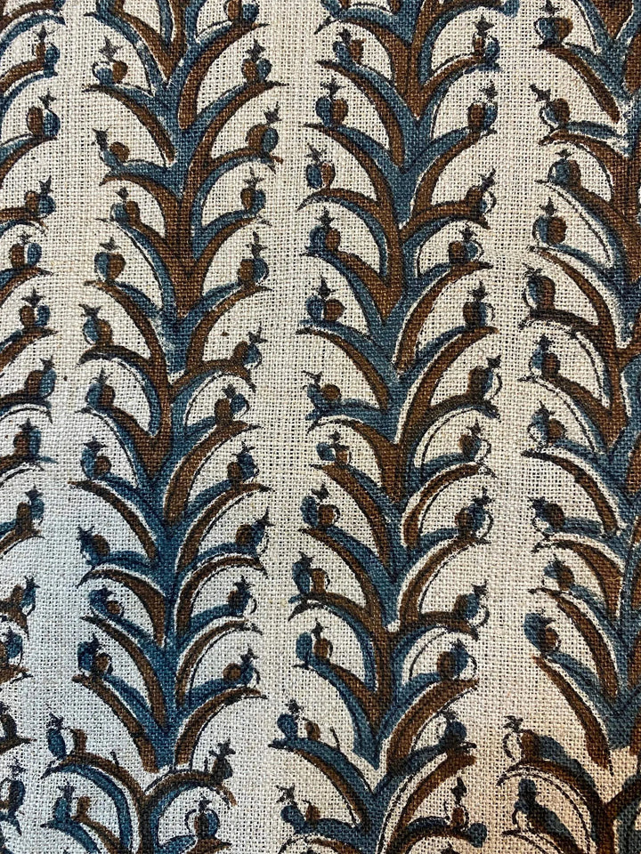 Joy Indian Hand Block Print Linen Fabric For Curtains and Upholstery - Maple Village Lane