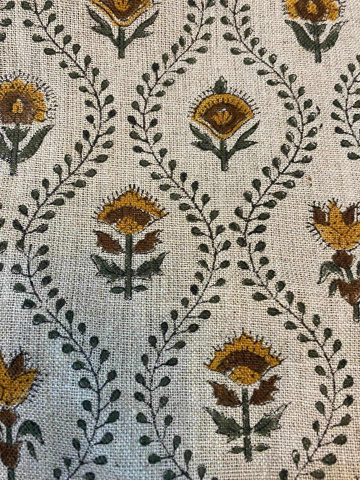 58" inches Indian Hand Block Print Fabric, Indian Linen Fabric, Block Print Fabric, Designer Floral Printing Fabric, Upholstery fabric, - Thread To Form