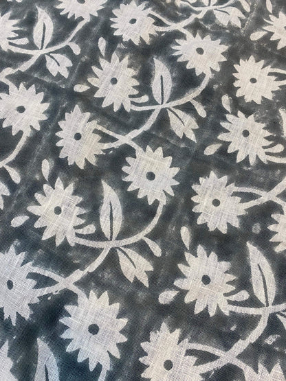 58" inches Indian Hand Block Print Fabric, Indian Linen Fabric, Block Print Fabric, Designer Floral Printing Fabric, Upholstery fabric,