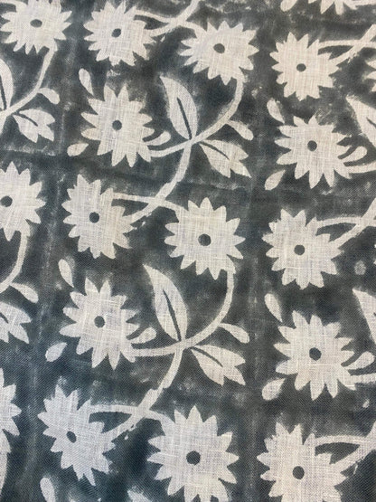 58" inches Indian Hand Block Print Fabric, Indian Linen Fabric, Block Print Fabric, Designer Floral Printing Fabric, Upholstery fabric,