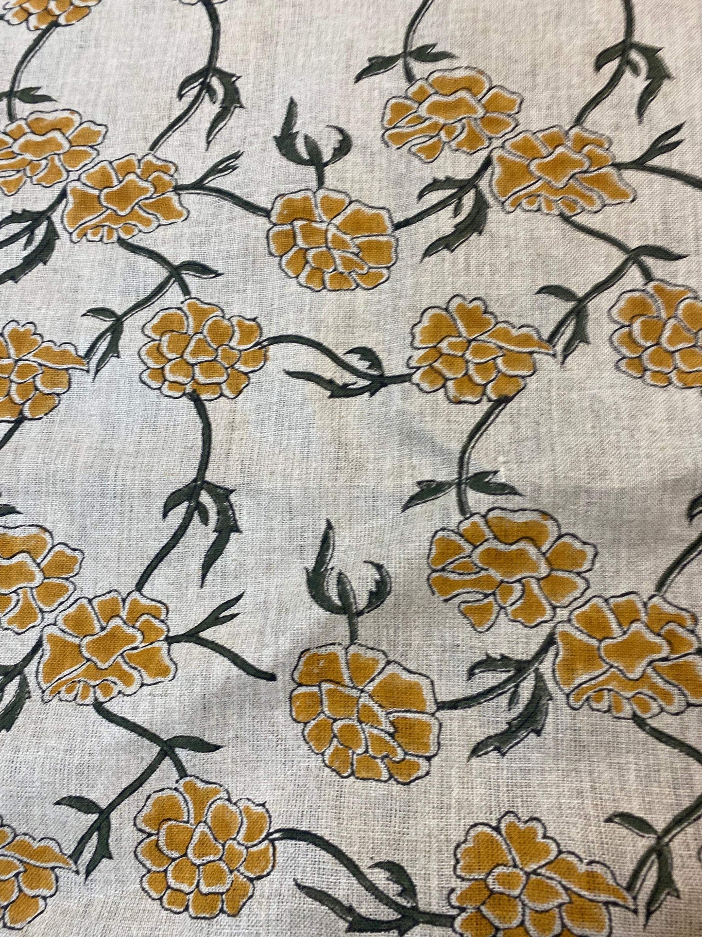 58" inches Hand Block Printed Linen Fabric , Home Decor Best Linen Fabric for decor, pillows ,upholstery, curtain