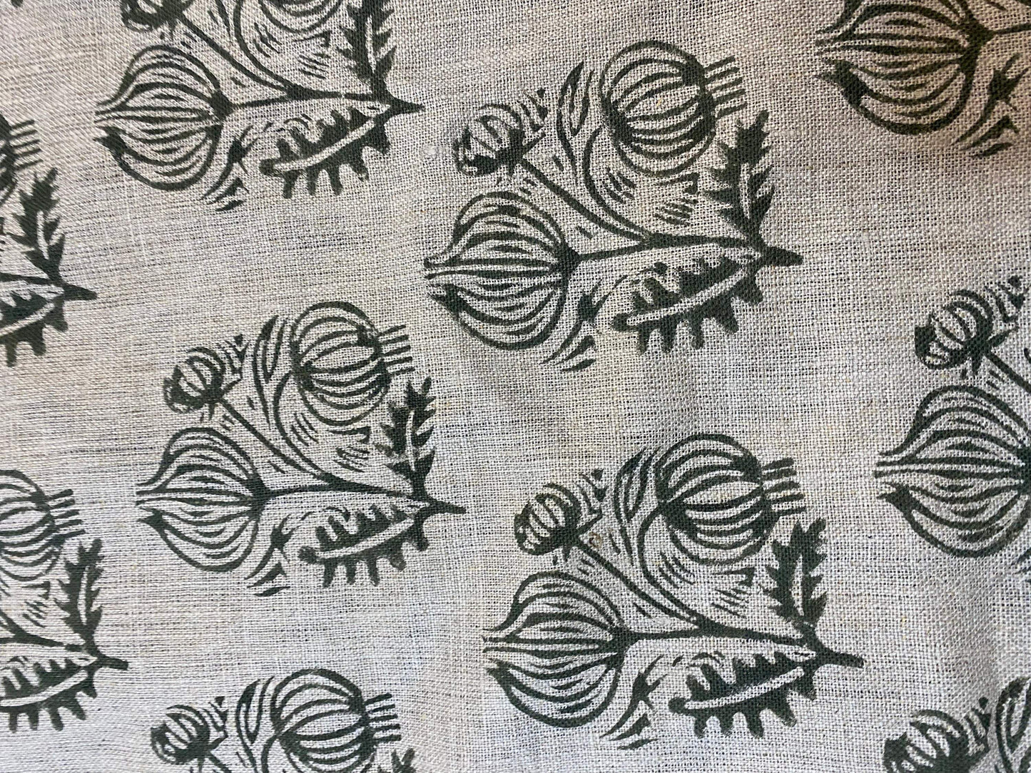 58" inches Hand Block Printed Linen Fabric , Home Decor Best Linen Fabric for decor, pillows ,upholstery, curtain