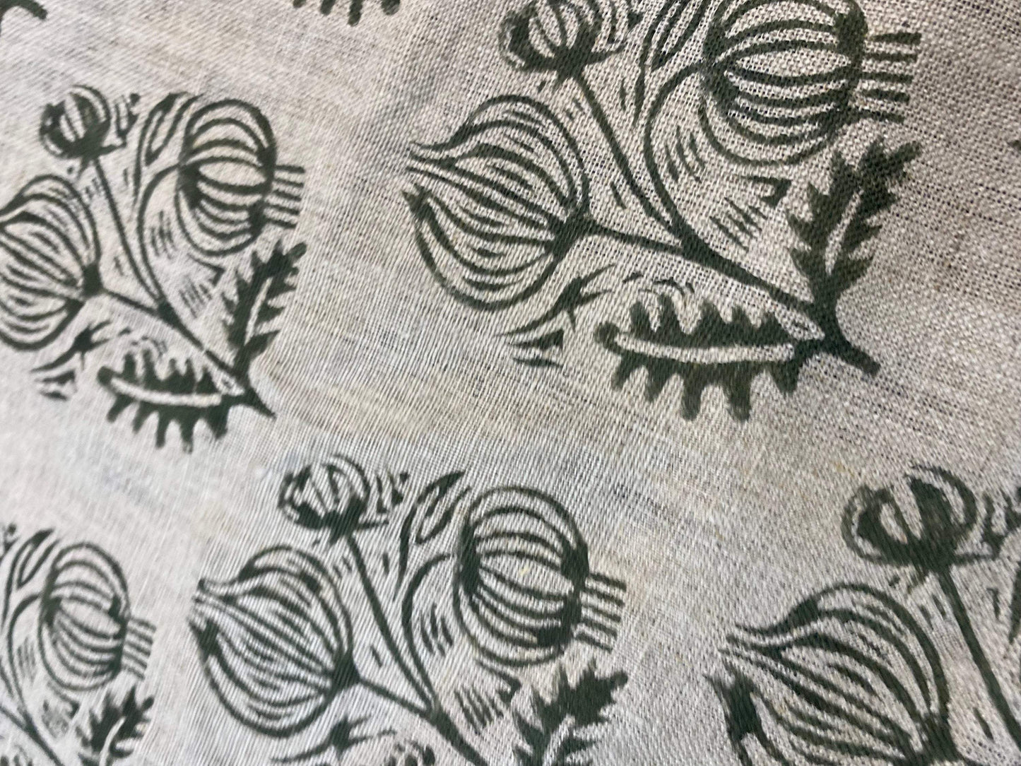 58" inches Hand Block Printed Linen Fabric , Home Decor Best Linen Fabric for decor, pillows ,upholstery, curtain