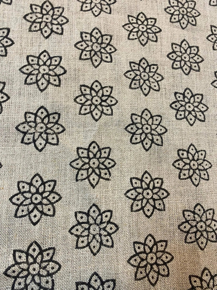 58" inches Hand Block Printed Linen Fabric , Home Decor Best Linen Fabric for decor, pillows ,upholstery, curtain - Maple Village Lane