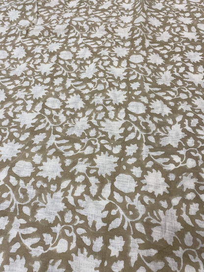 58" inches Hand Block Printed Linen Fabric , Home Decor Best Linen Fabric for decor, pillows ,upholstery, curtain - Maple Village Lane