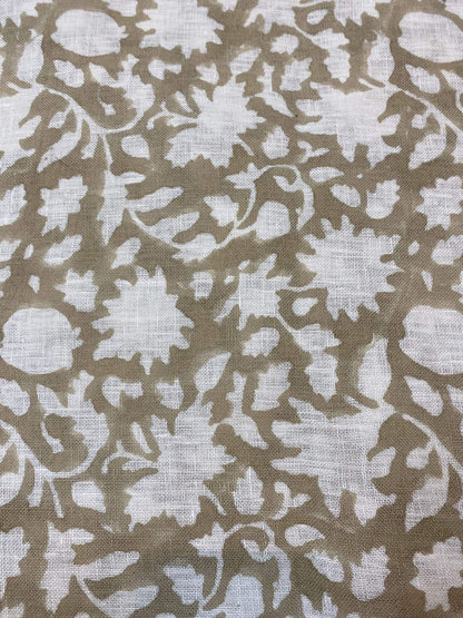 58" inches Hand Block Printed Linen Fabric , Home Decor Best Linen Fabric for decor, pillows ,upholstery, curtain - Maple Village Lane