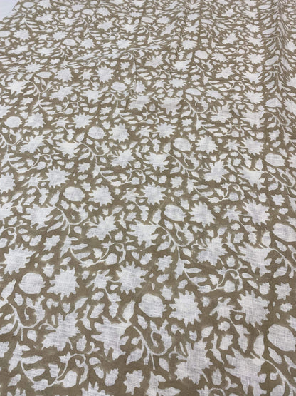 58" inches Hand Block Printed Linen Fabric , Home Decor Best Linen Fabric for decor, pillows ,upholstery, curtain - Maple Village Lane