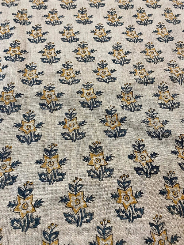 Kim Hand Block Printed Linen Fabric