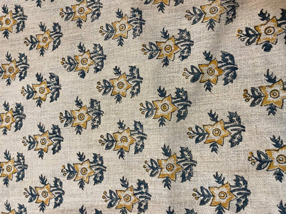 58" inches Hand Block Printed Linen Fabric , Home Decor Best Linen Fabric for decor, pillows ,upholstery, curtain