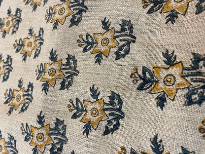 58" inches Hand Block Printed Linen Fabric , Home Decor Best Linen Fabric for decor, pillows ,upholstery, curtain