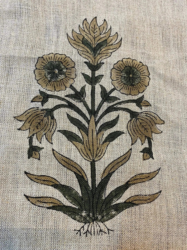 Marigold Hand Block Print Linen Fabric