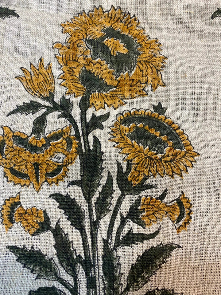 58" inches Hand Block Printed Linen Fabric , Home Decor Best Linen Fabric for decor, pillows ,upholstery, curtain - Maple Village Lane