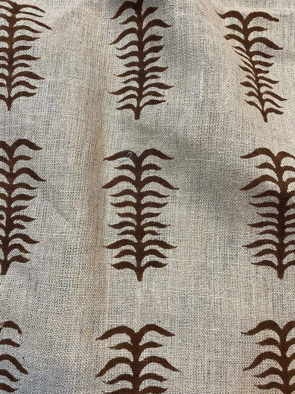 Staples Block Print Linen Designer Fabric for Upholstery, Curtains and more