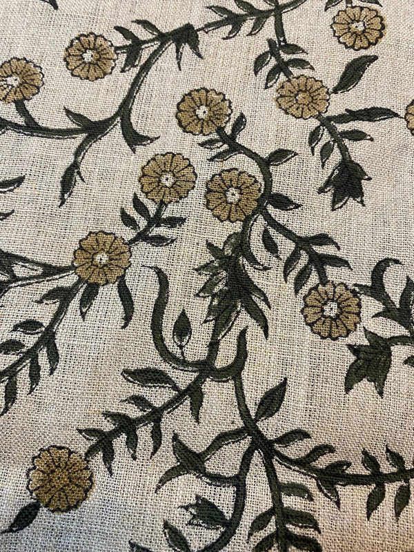 Louis Block Print Upholstery Linen Fabric